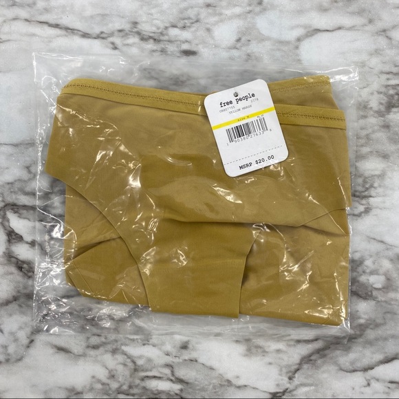 Free People NWT Zoey Bikini Yellow Marsh Honey Slit Cutout Panties Medium New - Picture 7 of 7